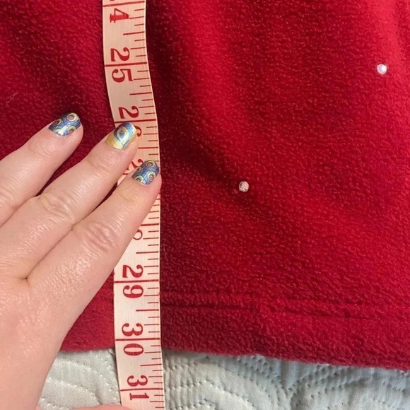 Quacker Factory Fleece Jacket Size XL Red Rhinestones Full Zip Bling - Picture 5 of 8